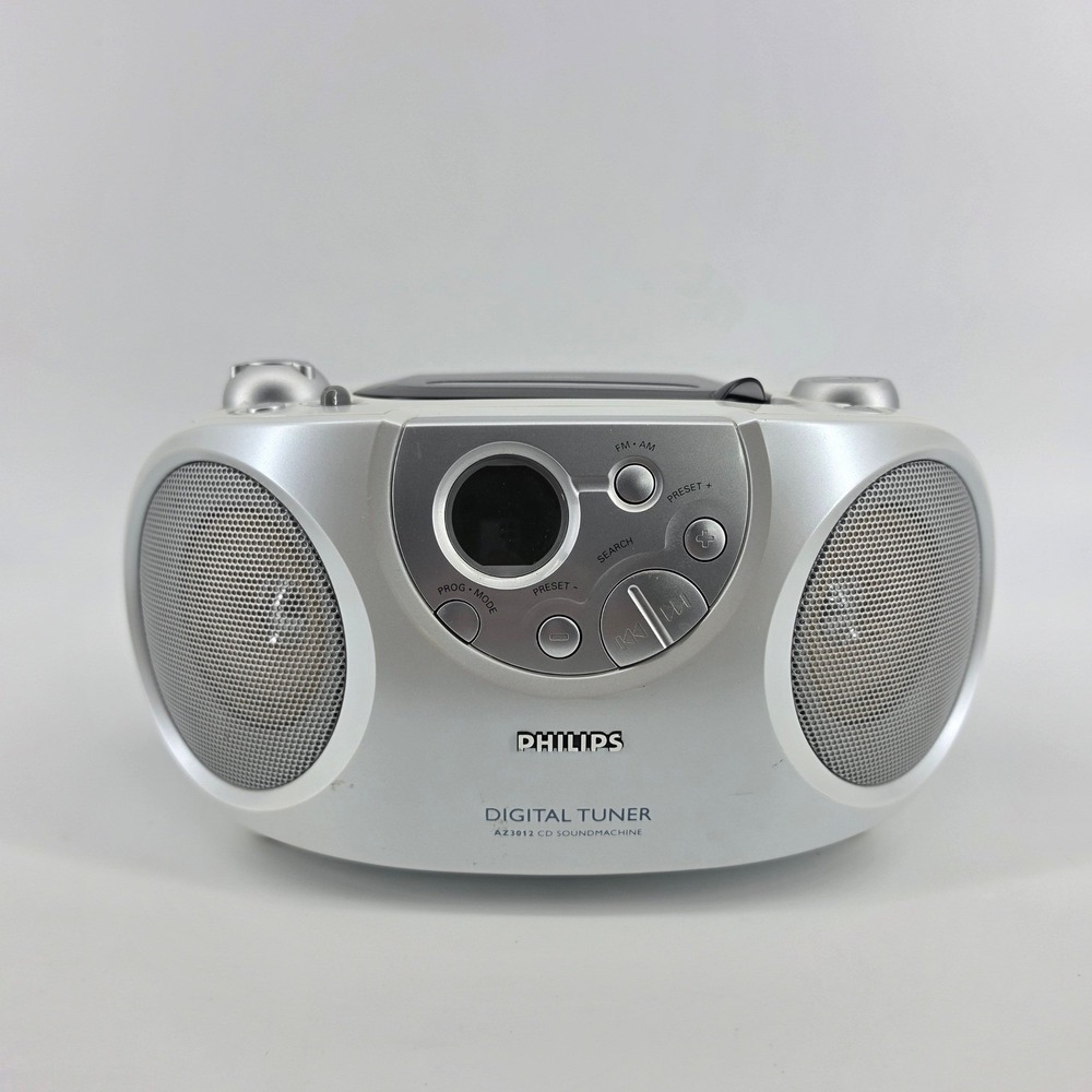 Vintage Philips AZ3012 CD Soundmachine Portable Boombox Digital Tuner Silver